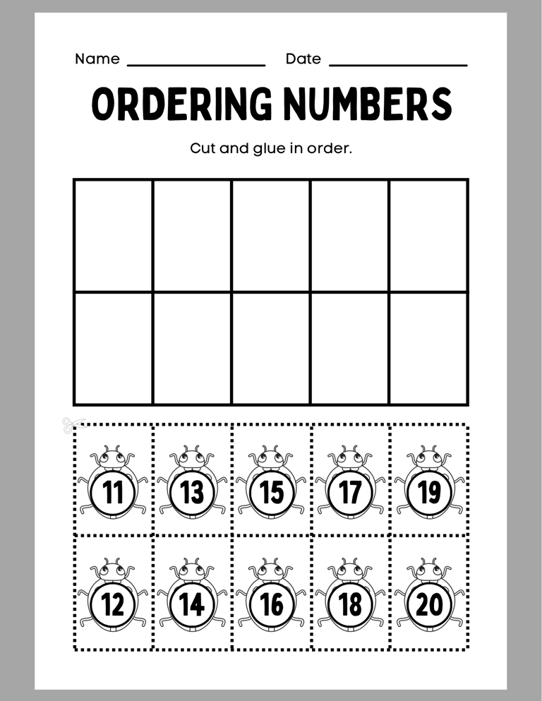 Ordering Numbers Worksheet, 10 pages