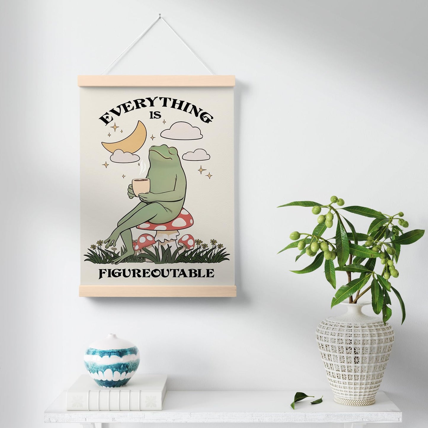 PaJiaNi Frog Motivational Wall Decor,Mental Health Inspirational Wall Art,Positive Affirmations Poster For Classroom Bedroom Dorm Office,Everything is Figureoutable,12x16Inch
