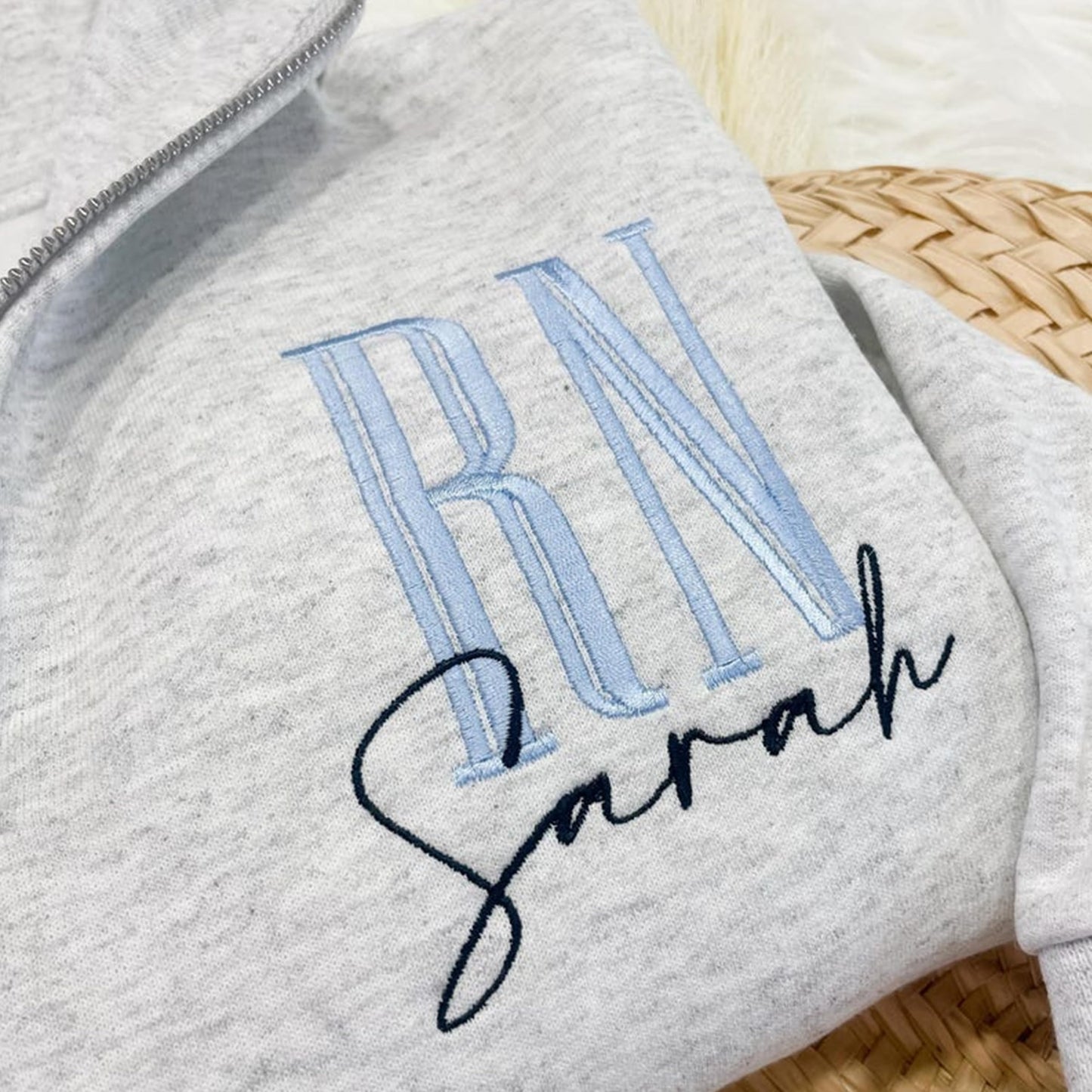 Nani Personalized Nurse Quater Zip Embroidered Sweatshirt, Custom RN CNA ICU MSN, RN Shirt Women, Nurse Student Sweatshirt, Graduation For Nurse #1