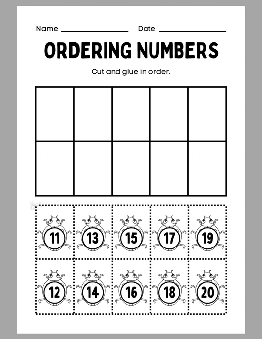 Ordering Numbers Worksheet, 10 pages