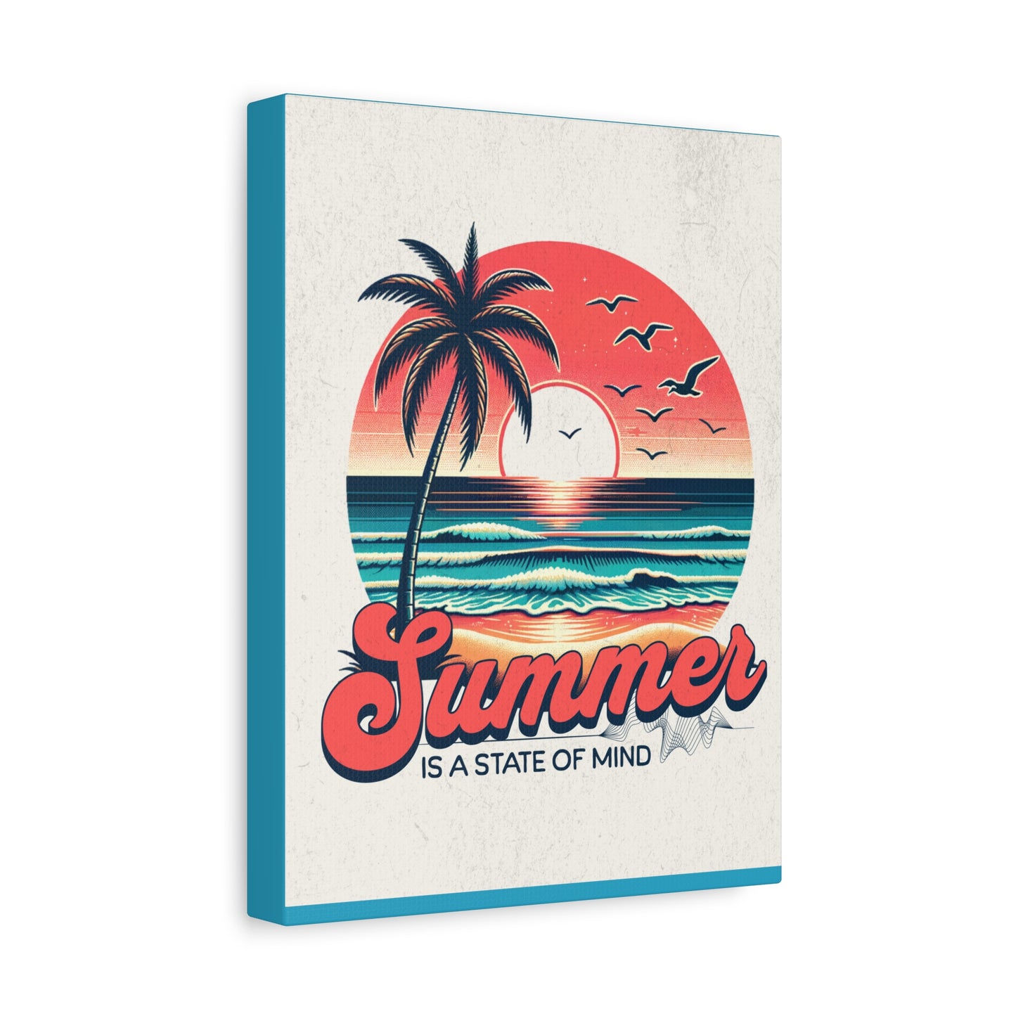 Vibrant Summer Wall Art Canvas, Coastal Decor, Beach House Art, Gift for Ocean Lovers, Retro Summer Vibes