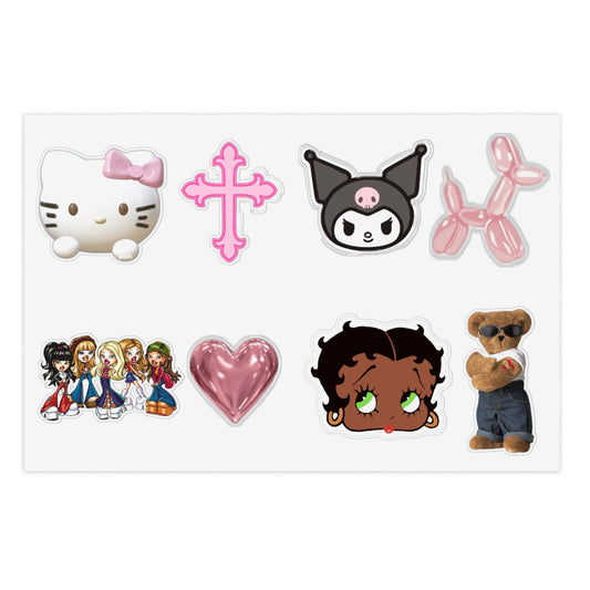 Cute Sticker Sheet Bundle, 10 pcs, Girly Kindle Stickers, Pinterest Aesthetic Coquette Sticker Pack, Planner, Laptop Stickers