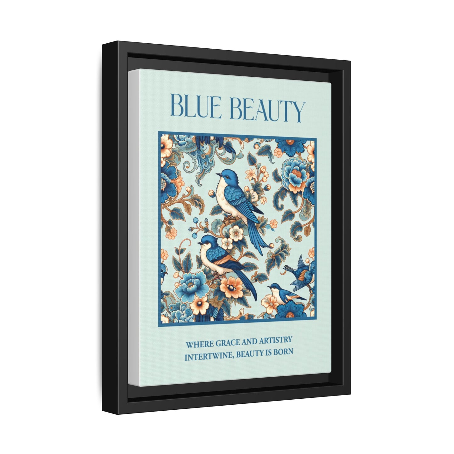 Framed Art Print, Blue Beauty Floral Wall Decor, Home Style Accent, Gift for Her, Living Room Art, Unique Art Piece