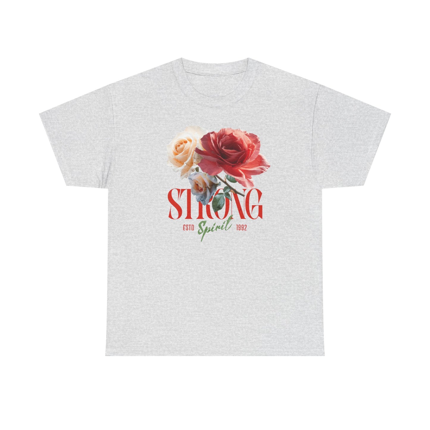Strong Spirit Floral Tee, Motivational Graphic Tee, Unisex Cotton Shirt, Gift for Her, Inspirational Outfit, Self-Care Day Tee