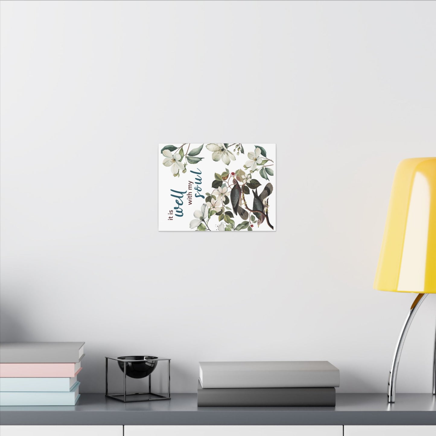 Floral Canvas Art Print, Wall Decor, Inspirational Home Decor, Gift for Her, Nature Art, It Is Well with My Soul