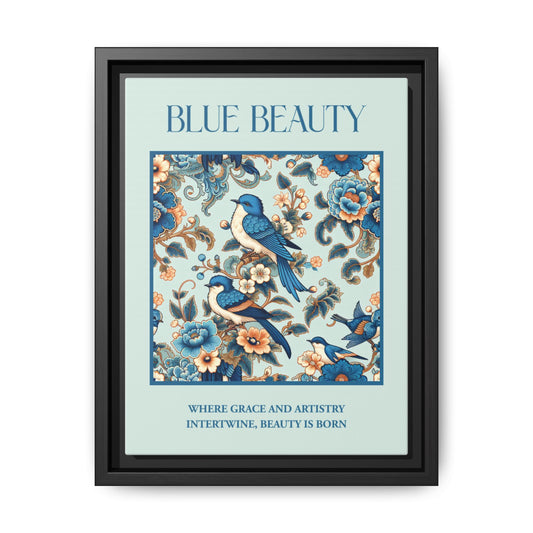 Framed Art Print, Blue Beauty Floral Wall Decor, Home Style Accent, Gift for Her, Living Room Art, Unique Art Piece