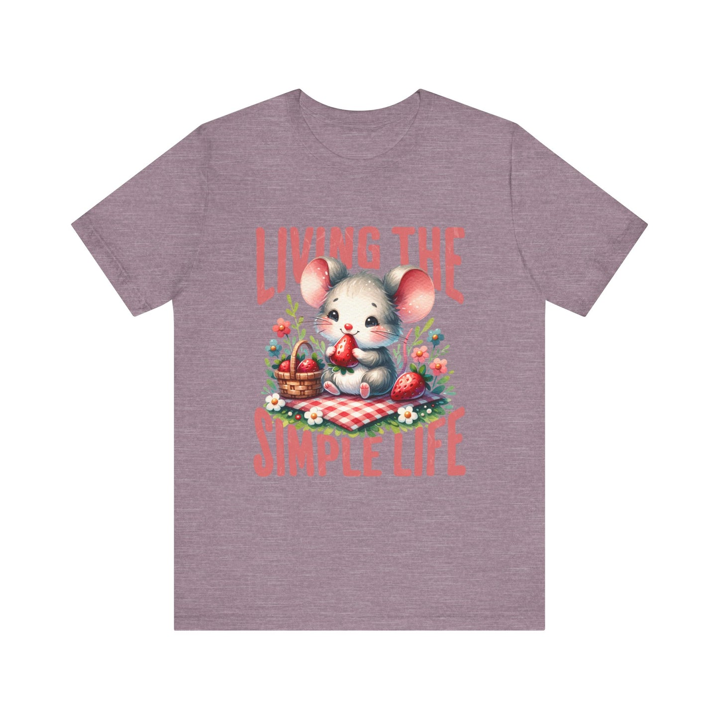 Living the Simple Life Mouse Tee, Cute Animal T-Shirt, Cozy Casual Wear, Garden Party Outfit, Gift for Nature Lovers, Spring Apparel