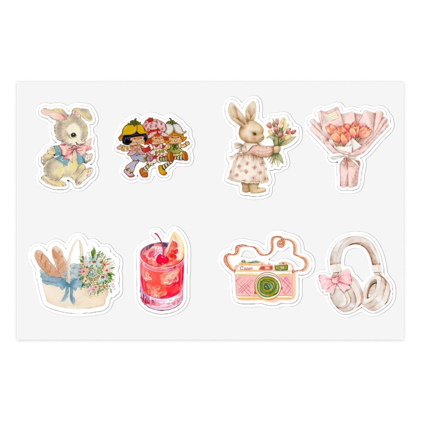 8 Pcs Cute Pinterest Sticker Pack, Waterproof Stickers, Girly Coquette Stickers, Laptop Stickers, Vinyl Stickers