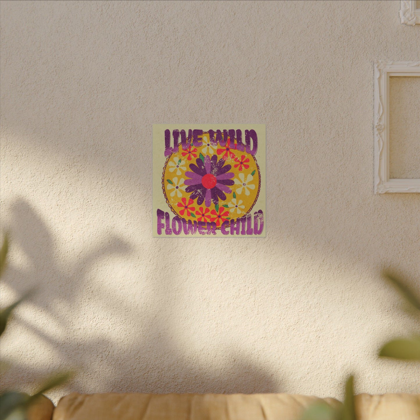 Bohemian Wall Art, Flower Power Home Decor, Retro Canvas Prints, Live Wild Art, Vibrant Floral Artwork, Hippie Room Decor