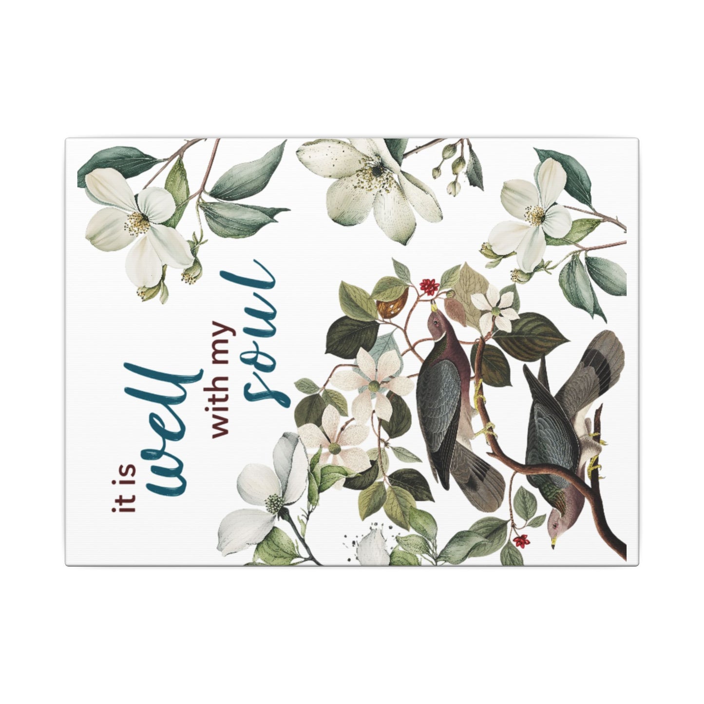 Floral Canvas Art Print, Wall Decor, Inspirational Home Decor, Gift for Her, Nature Art, It Is Well with My Soul