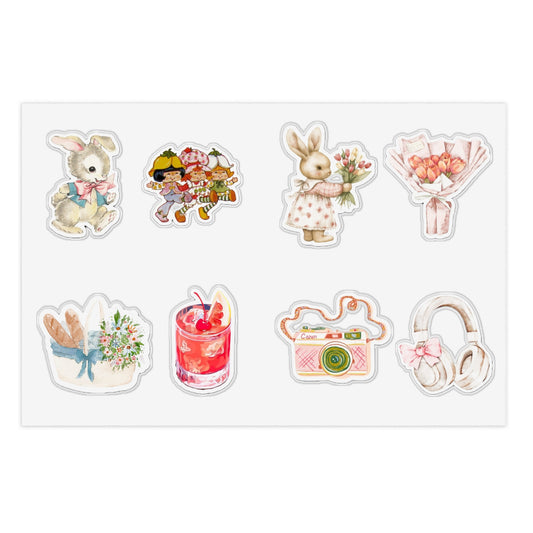 8 Pcs Cute Pinterest Sticker Pack, Waterproof Stickers, Girly Coquette Stickers, Laptop Stickers, Vinyl Stickers