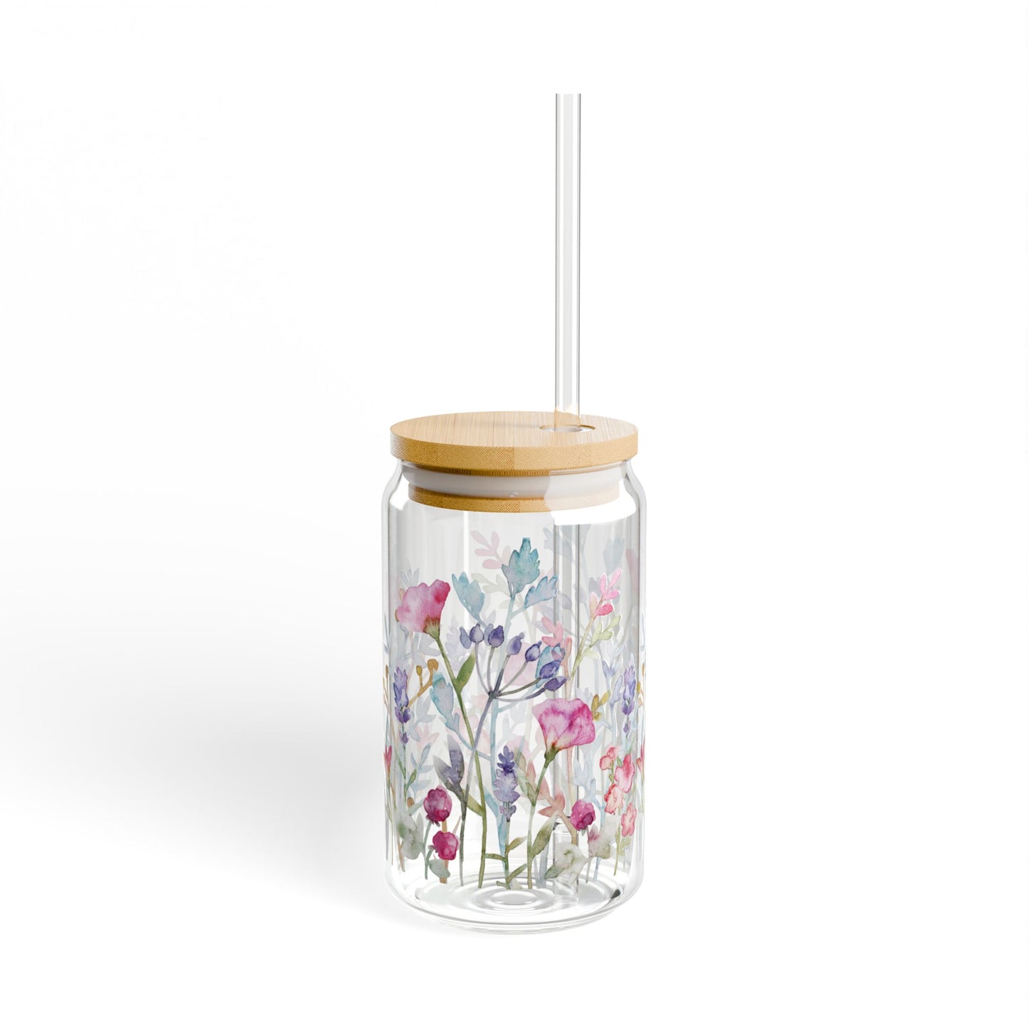 Floral Sipper Glass, 16oz - Perfect for Home, Parties, Drinks, Gifts, Eco-Friendly
