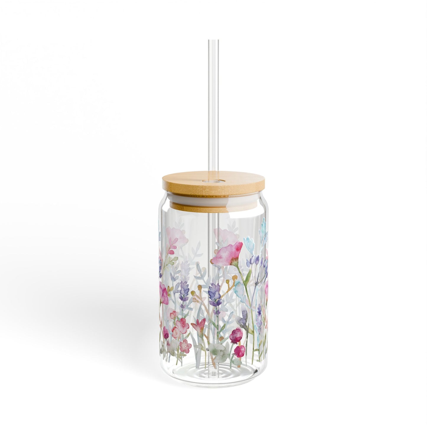 Floral Sipper Glass, 16oz - Perfect for Home, Parties, Drinks, Gifts, Eco-Friendly