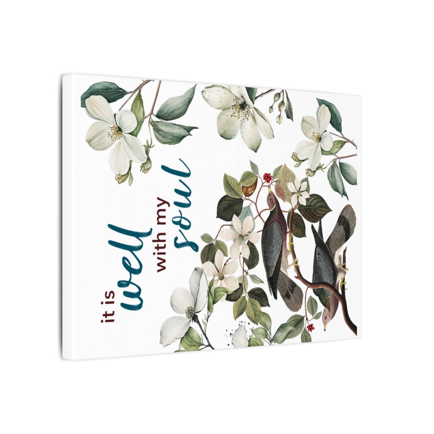 Floral Canvas Art Print, Wall Decor, Inspirational Home Decor, Gift for Her, Nature Art, It Is Well with My Soul