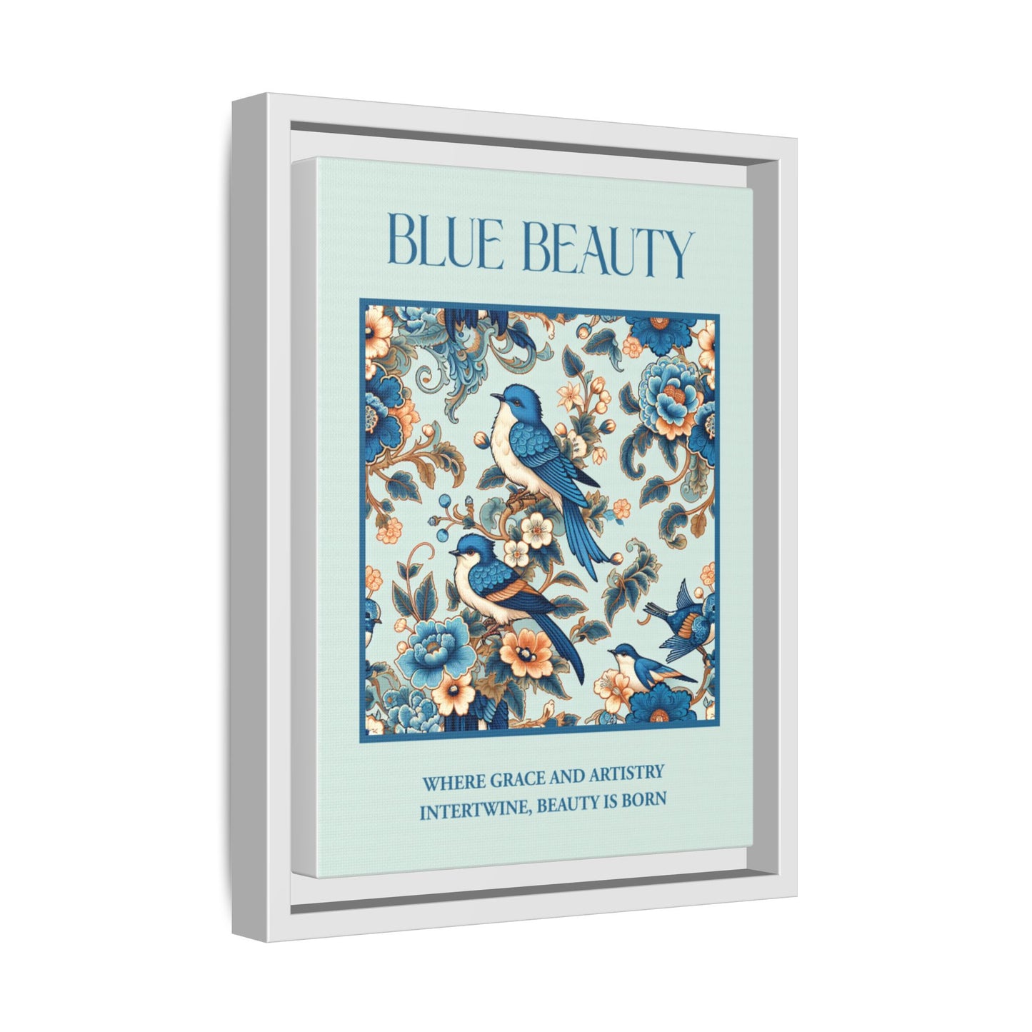 Framed Art Print, Blue Beauty Floral Wall Decor, Home Style Accent, Gift for Her, Living Room Art, Unique Art Piece