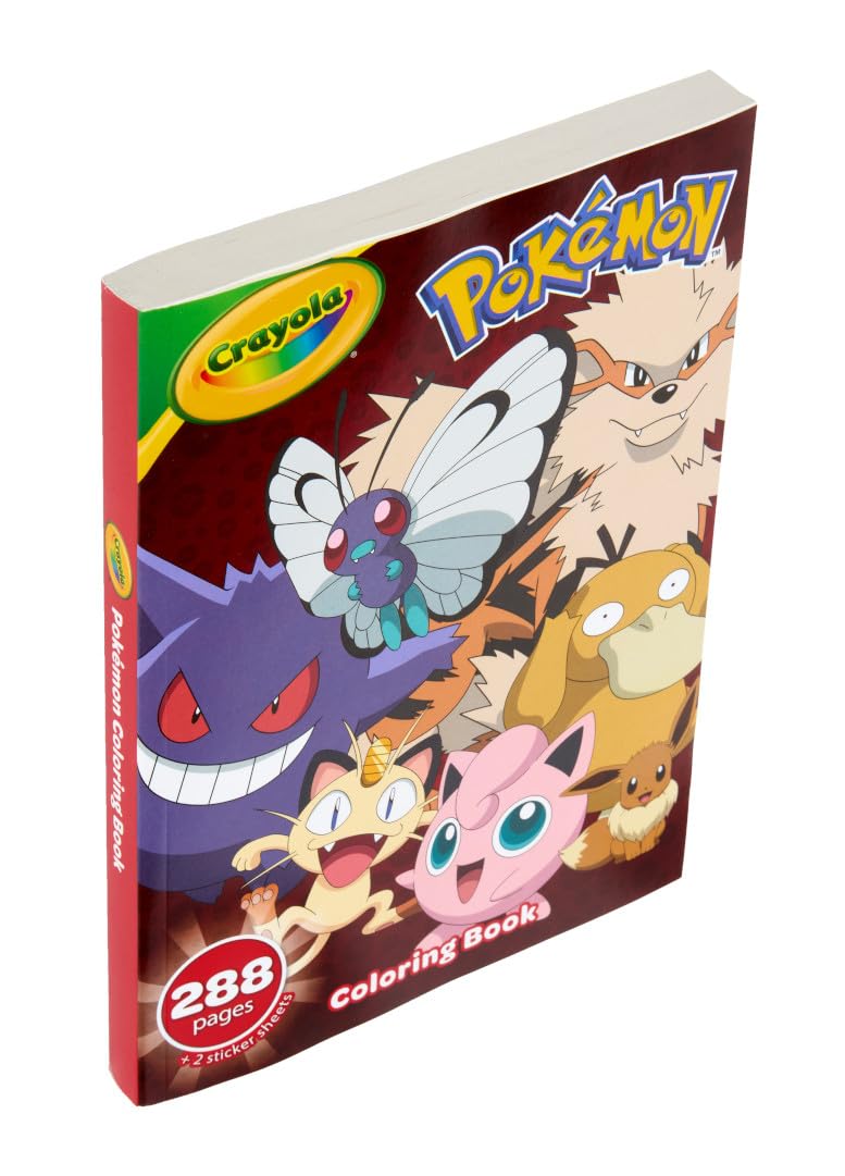 Crayola Giant Pokemon Coloring Book (288 Pages), 2 Sticker Sheets, Coloring Book for Kids & Adults, Travel Activity, Pokemon Gift for Kids, 3+