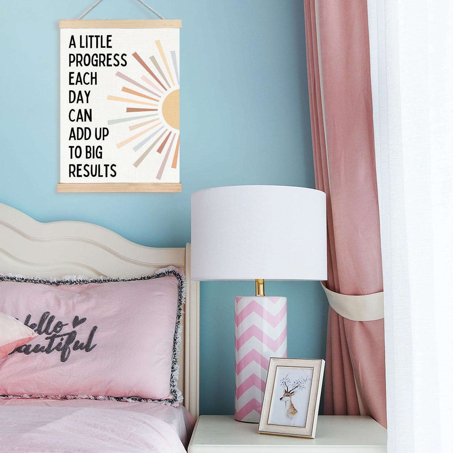 Positive Affirmations Inspirational Boho Sunshine Wall Art Decor,Inspirational Add Up to Big Results Office Motivational Wall Decor Posters for Classroom School Counselor Therapist Office,12x16 Inch