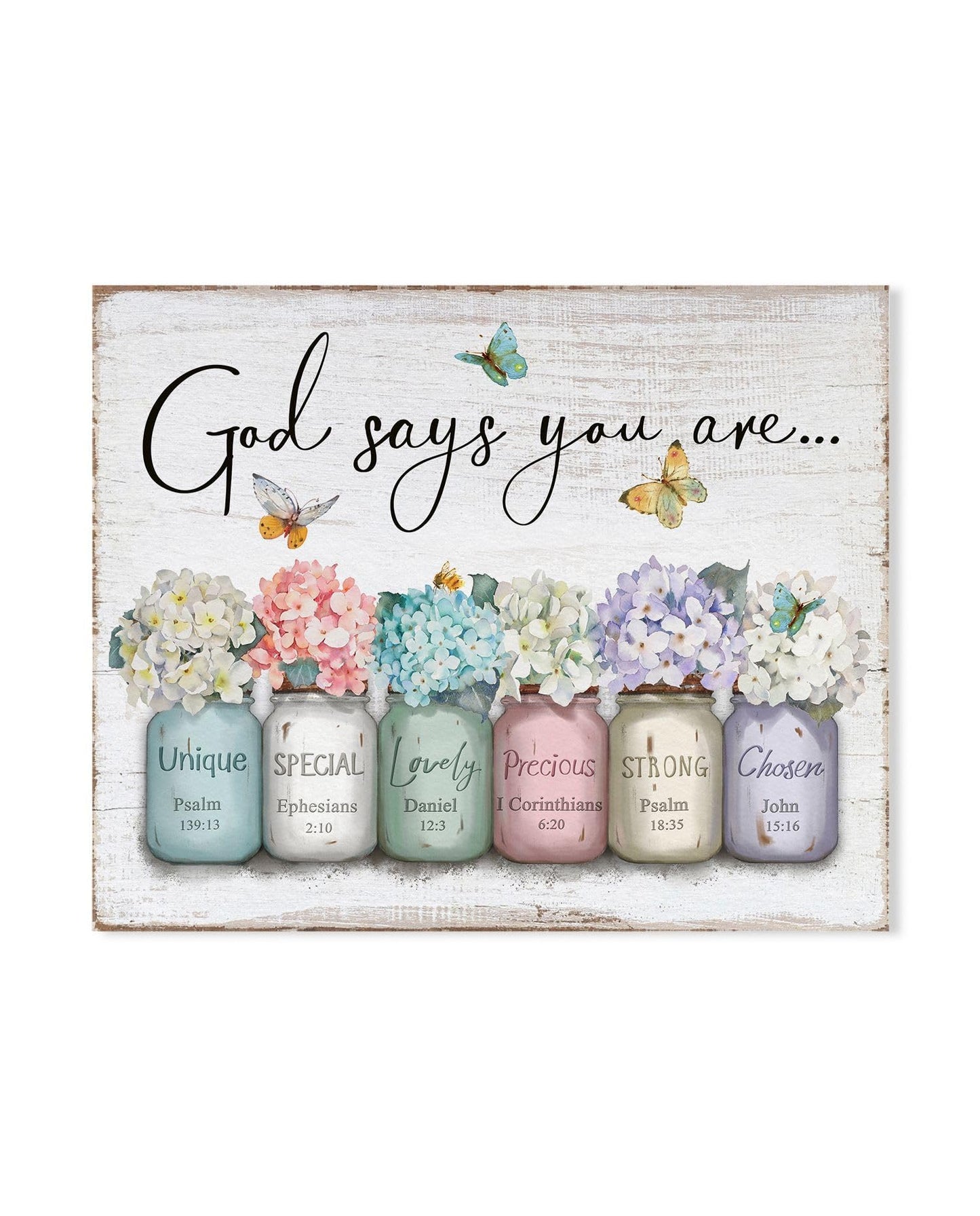 Inspirational Bible Verse Wall Art: God Says You Are Wall Sayings Flowers in Mason Jar Picture Print Christian Gift Quotes Poster for Women Girl Bedroom Decor 12" x 15"