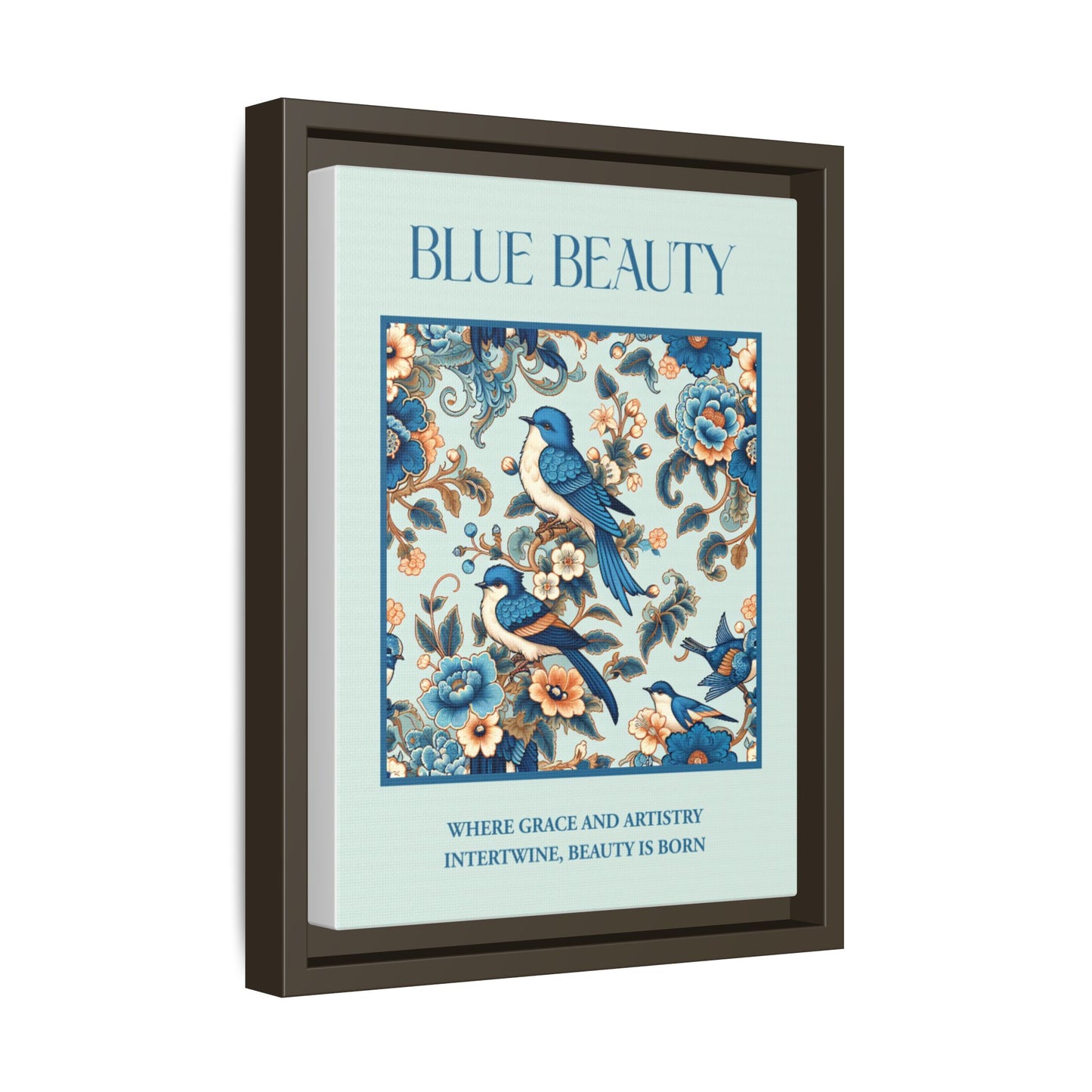 Framed Art Print, Blue Beauty Floral Wall Decor, Home Style Accent, Gift for Her, Living Room Art, Unique Art Piece