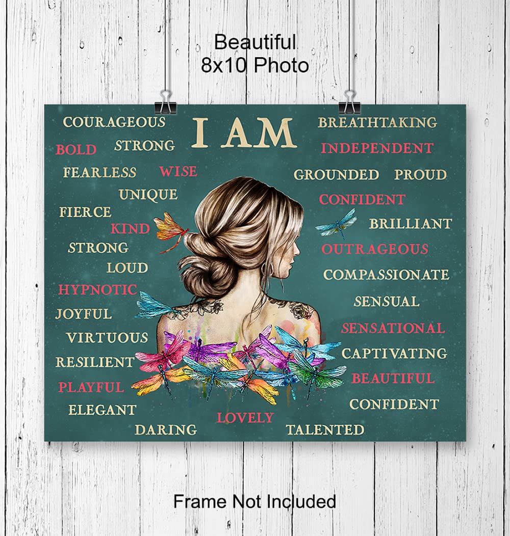 Positive Affirmations Boho-chic Wall Art & Decor - I Am Bohemian Motivational Wall Decor - Inspirational Quotes Sayings - Encouragement Gifts for Women - Encouraging Decoration - UNFRAMED Picture