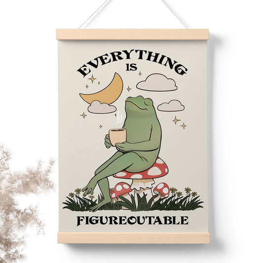 PaJiaNi Frog Motivational Wall Decor,Mental Health Inspirational Wall Art,Positive Affirmations Poster For Classroom Bedroom Dorm Office,Everything is Figureoutable,12x16Inch