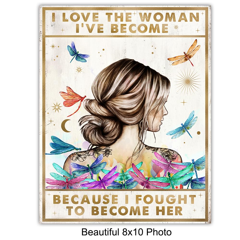 positive Affirmations Boho Wall Decor - I Am Enough Inspirational Quotes for Women - She Whispered Back I Am The Storm Wall Art Set - Women's empowerment Dragonfly Motivational poster for Woman, Girl
