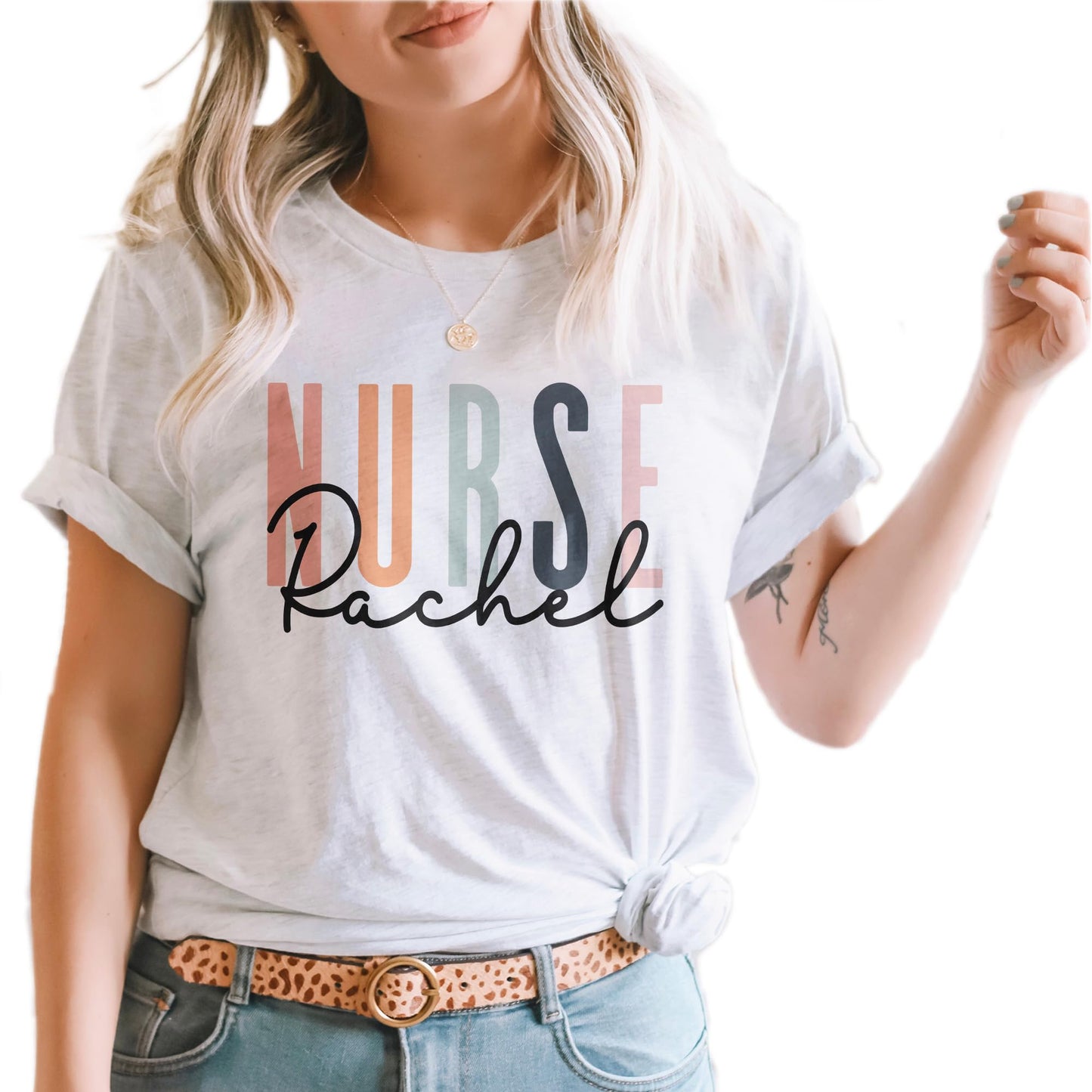 Custom Nurse Gift, Nurse Name Shirt, Personalized Gift for Nurses, Nursing School Student, Customized Graduation Gift, Unisex Graphic Tee Natural