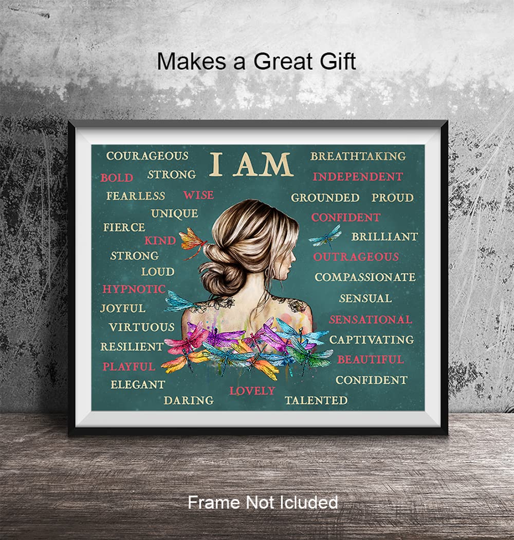 Positive Affirmations Boho-chic Wall Art & Decor - I Am Bohemian Motivational Wall Decor - Inspirational Quotes Sayings - Encouragement Gifts for Women - Encouraging Decoration - UNFRAMED Picture