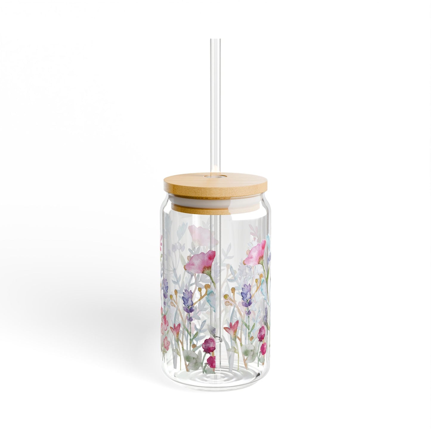 Floral Sipper Glass, 16oz - Perfect for Home, Parties, Drinks, Gifts, Eco-Friendly