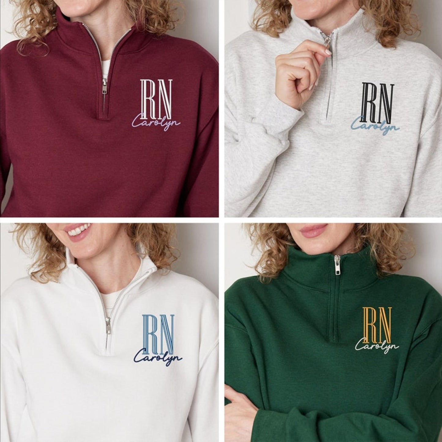 Nani Personalized Nurse Quater Zip Embroidered Sweatshirt, Custom RN CNA ICU MSN, RN Shirt Women, Nurse Student Sweatshirt, Graduation For Nurse #1