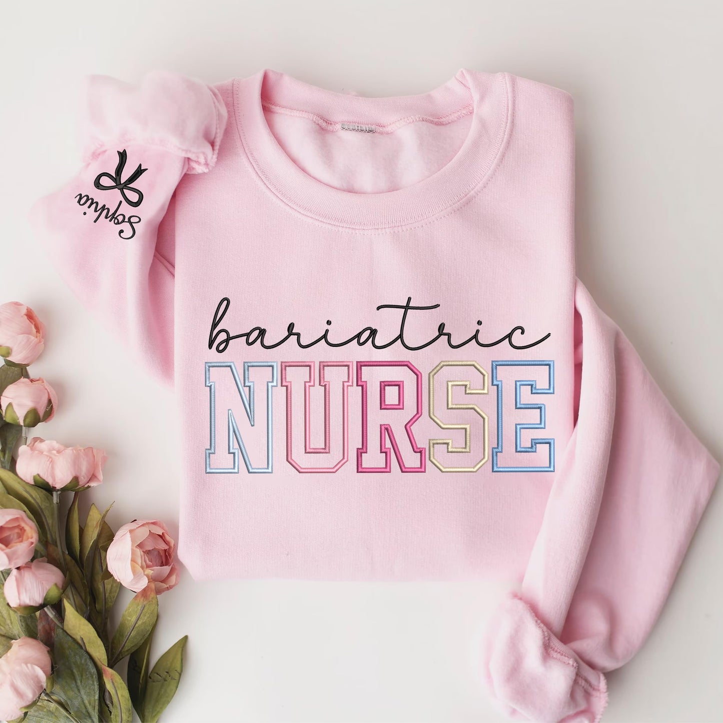 UrbanNEST Embroidered Bariatric Nurse Sweatshirt – Personalized Bariatric Gift for Women, Custom Weight Management Crewneck, Graduation or Appreciation Sweater