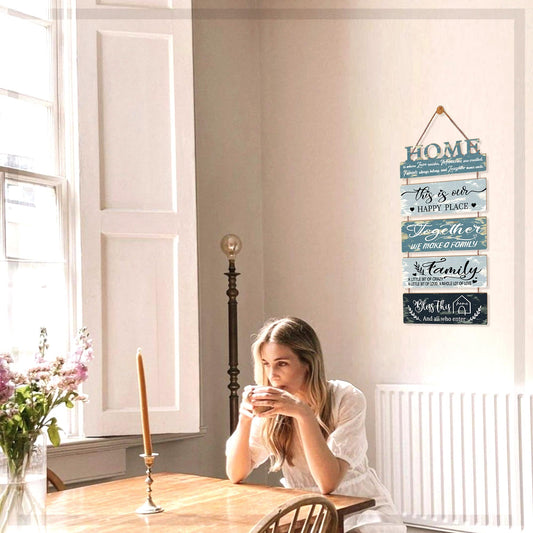 Wooden Collage Panels Home Positive Affirmations Wall Art - Wall Plaques for Living Room,Bedroom,Dining Room,Bathroom - Multicolor Family Rustic Farmhouse Wall Decor 5pcs