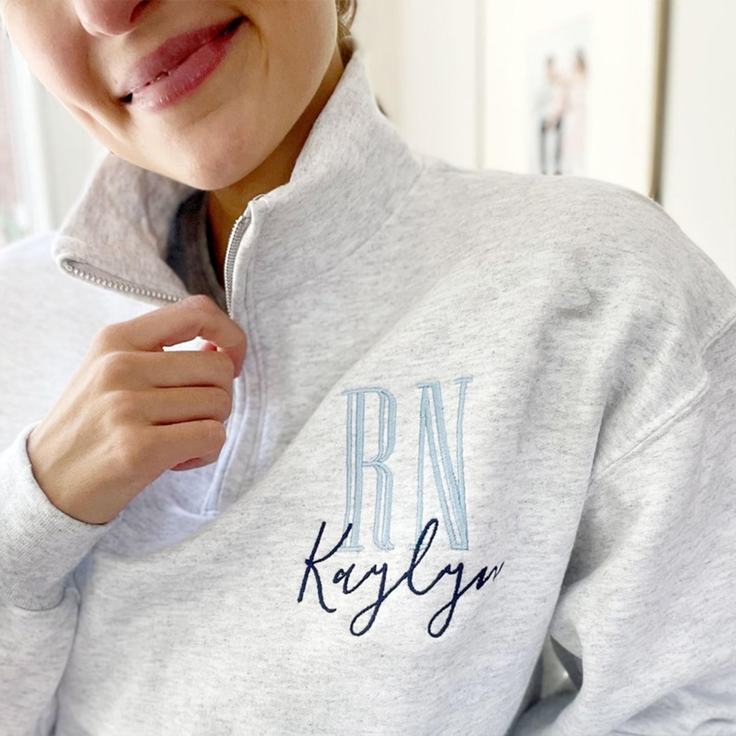 Nani Personalized Nurse Quater Zip Embroidered Sweatshirt, Custom RN CNA ICU MSN, RN Shirt Women, Nurse Student Sweatshirt, Graduation For Nurse #1