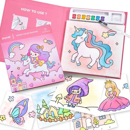 JoyCat Paint with Water Coloring Books for Toddlers, Watercolor Painting Sets for Kids Ages 3-5 4-8, Arts and Crafts Drawing Activities Toy Birthday Gifts for Boys Girls (Magical Pony)