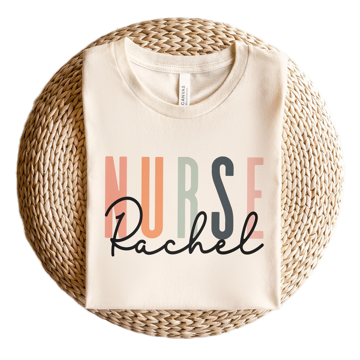 Custom Nurse Gift, Nurse Name Shirt, Personalized Gift for Nurses, Nursing School Student, Customized Graduation Gift, Unisex Graphic Tee Natural