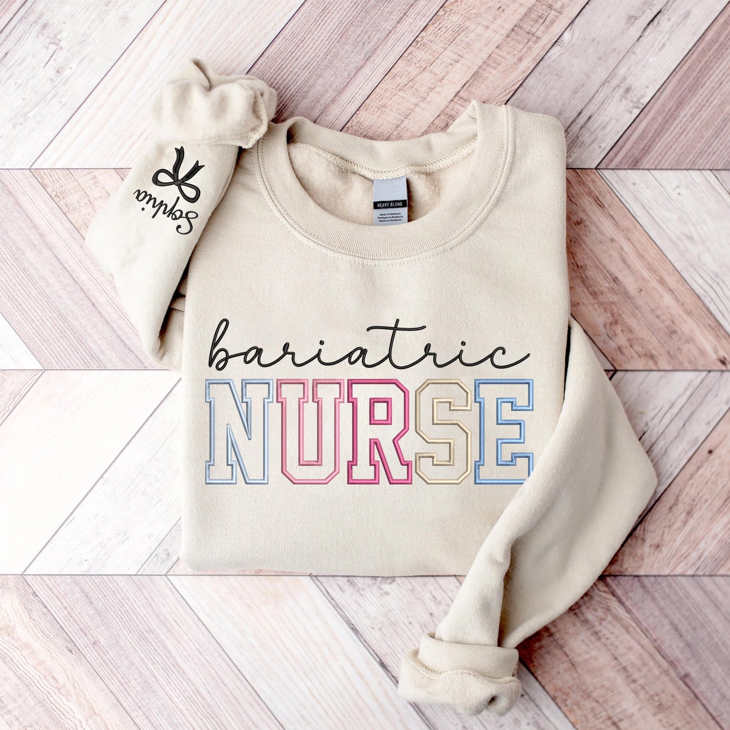 UrbanNEST Embroidered Bariatric Nurse Sweatshirt – Personalized Bariatric Gift for Women, Custom Weight Management Crewneck, Graduation or Appreciation Sweater