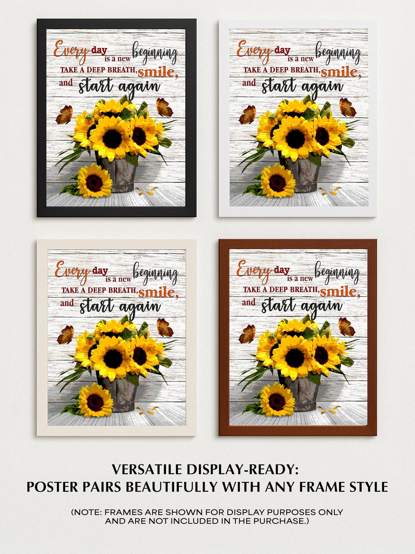 AMERICAN LUXURY GIFTS Every Day Is A New Beginning - Sunflower Motivational Wall Decor - Inspirational Quotes Art for Office Decor, Living Room, Bedroom - 11x14 Unframed Print