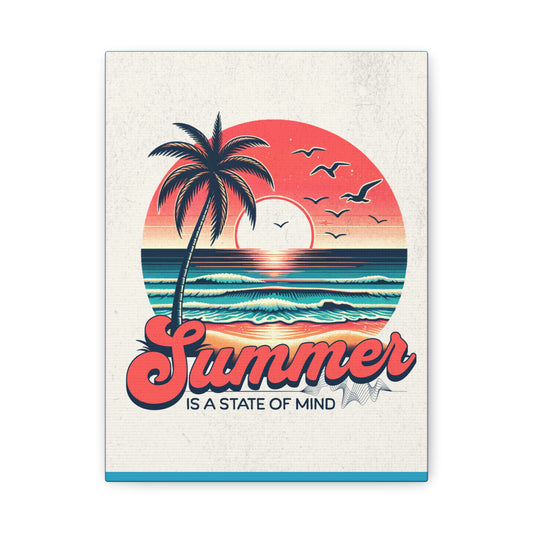 Vibrant Summer Wall Art Canvas, Coastal Decor, Beach House Art, Gift for Ocean Lovers, Retro Summer Vibes