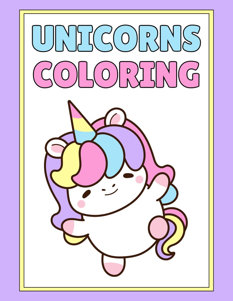 Unicorns Coloring Book, 10 pages
