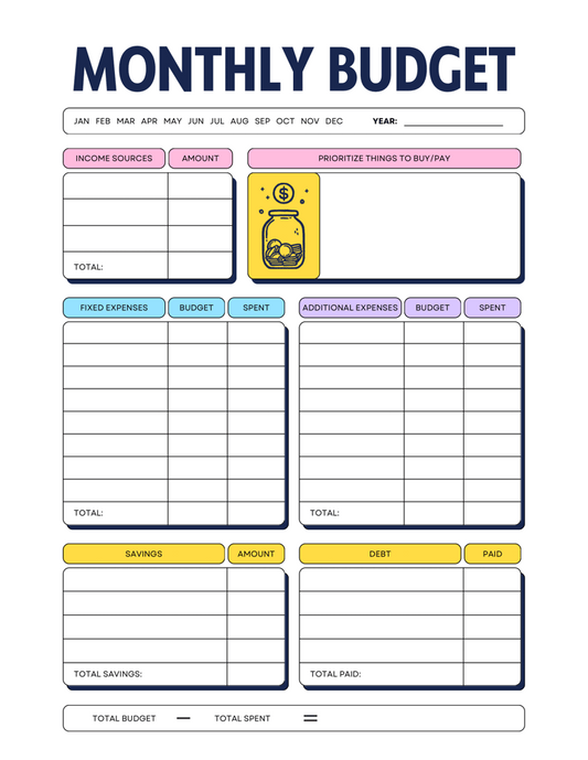 Monthly Budget Planner Sheet