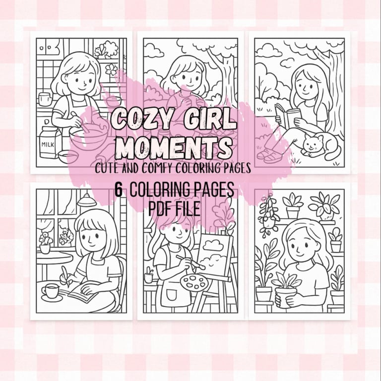 Cozy Girl Moments Coloring Pages