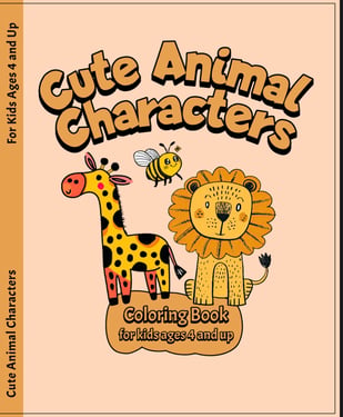Cute Animal Characters Coloring Book, Digital download